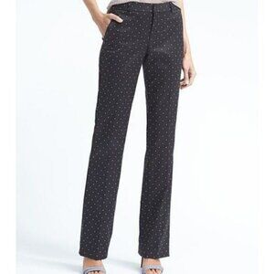 Banana Republic Logan Womens Wool Blend Black White Polka Dot Pants 2L Long